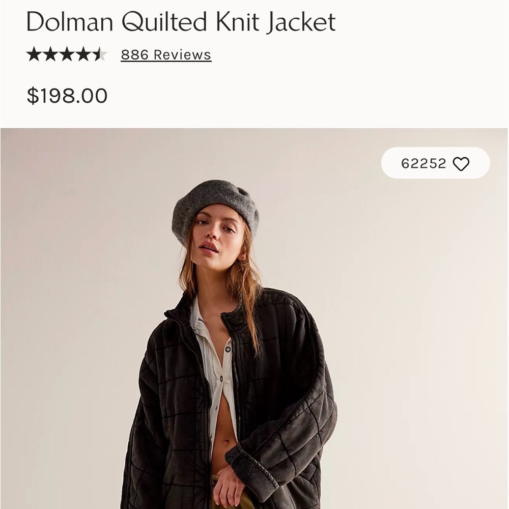 Free People Dolman Quilted Knit Jacket - Black